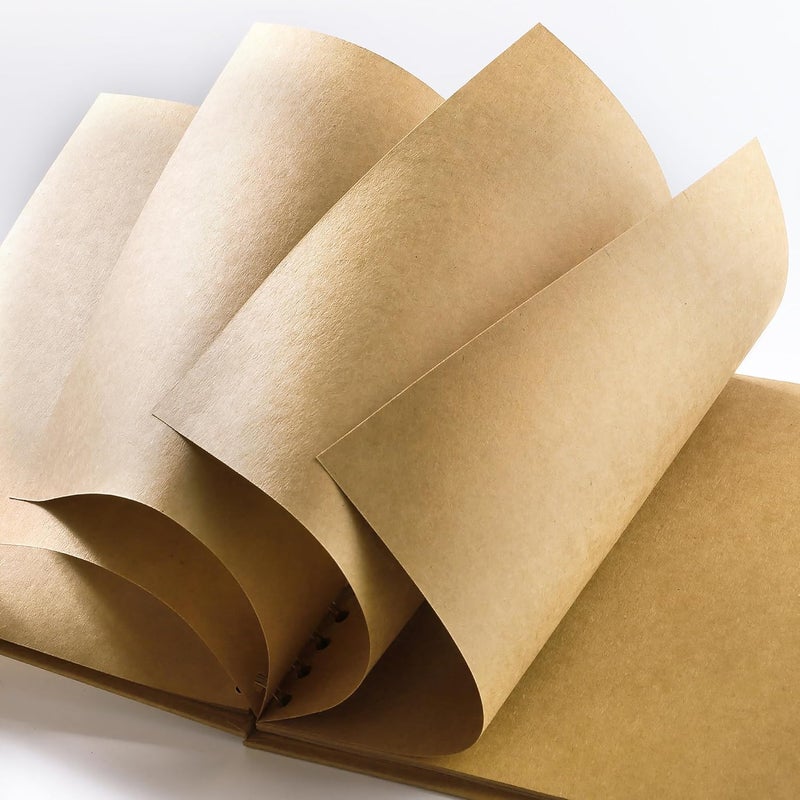 MEMOTOR Scrapbook 10 x 10 Inch DIY Photo Album, Memory Book for Parents and Kids, Hardcover Kraft Paper Brown 40 Sheets/ 80 Pages - Image 3